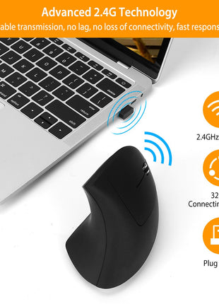 2.4G Wireless Vertical Ergonomic Mouse – Adjustable DPI Optical Mouse for PC & Laptop