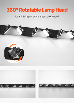 Likeshoppe 48W LED Vanity Light with 6 Rotatable Heads – Ultra Bright Waterproof Bathroom Light Fixture for Mirror & Makeup Lighting