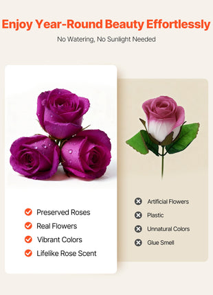 27 Preserved Purple Roses Heart Box – Forever Flowers Gift for Women Wife Mom Anniversary Valentine’s Day