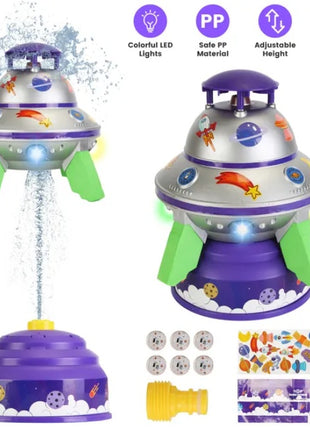 UFO Water Fountain Rocket Toy – Outdoor Kids Sprinkler for Summer Backyard Fun