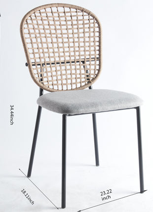 Likeshoppe Black K And Gray Sennit Chair,set Of 4,dining Chair,coffee Chair