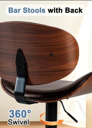 LIKESHOPPE Adjustable 360° Swivel Bar Stools with Back & PU Leather Seat – Set of 2