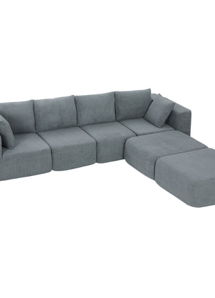 Modular U-Shape Sectional Sofa with Ottomans – Velvet Living Room Couch