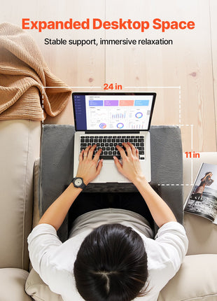 Likeshoppe Ergonomic Lap Desk Cushion with Memory Foam – Fleece Laptop Desk with Storage Pockets & 24x11 Workspace