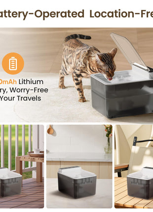 Wireless Pet Water Fountain 3L – Battery Powered Stainless Steel Cat & Dog Dispenser