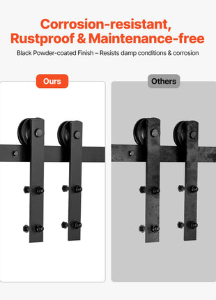10 FT Sliding Barn Door Hardware Kit – Heavy Duty I-Shape Track System for Single Door (Black)