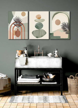 3-Piece Boho Botanical Canvas Wall Art Set (12” x 16” Framed &amp; Ready to Hang)