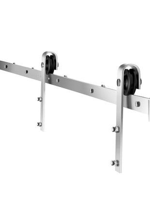 8 FT Sliding Barn Door Hardware Kit – Brushed Nickel Track System for Single Sliding Door