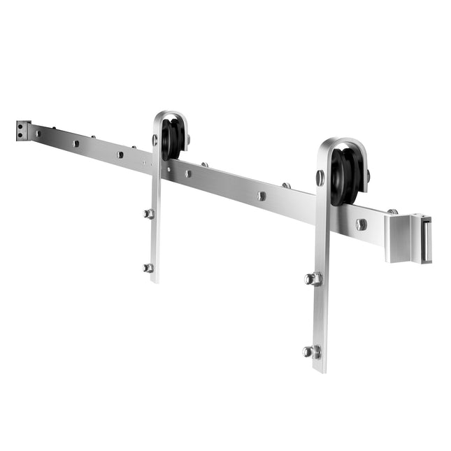 8 FT Sliding Barn Door Hardware Kit – Brushed Nickel Track System for Single Sliding Door