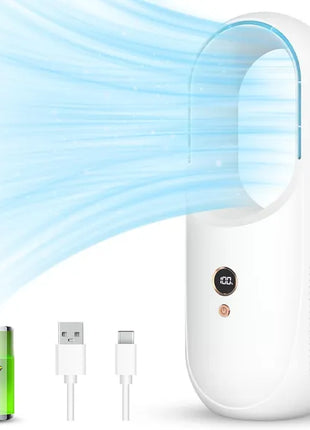 Likeshoppe Portable Bladeless Desk Fan Rechargeable – Quiet Personal Cooling Fan with 6 Speeds & LED Display for Bedroom & Office