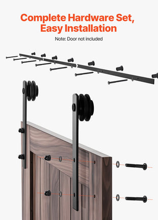 10 FT Sliding Barn Door Hardware Kit – Heavy Duty I-Shape Track System for Single Door (Black)
