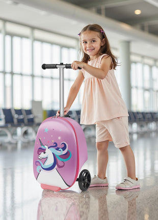 20" Kids Ride-On Scooter Luggage with Flash Wheels – Purple
