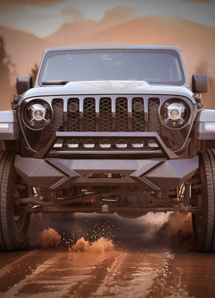 Heavy-Duty X-Style Front Bumper with Winch Plate for Jeep Wrangler JK &amp; JL (2007–Present)