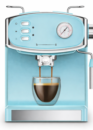 Likeshoppe Choice- Retro 20 Bar Espresso Machine with Milk Frother – Sky Blue Semi-Automatic Coffee Maker for Home Barista