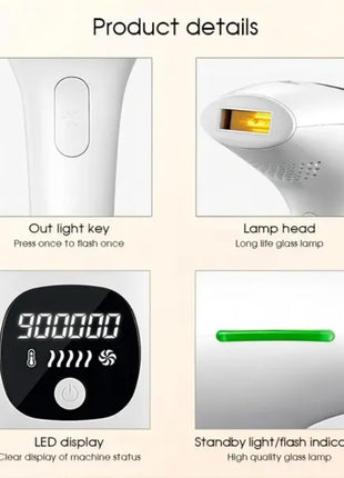 Professional IPL Laser Hair Removal Device – 900,000 Flashes Painless Epilator for Women & Men