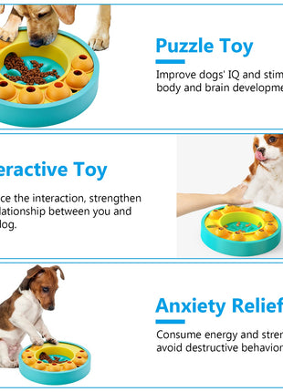 Interactive Dog Puzzle Feeder Slow Feeding Bowl – IQ Training Treat Dispensing Toy for Dogs & Cats