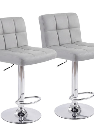 Adjustable Swivel Bar Stools Set of 2 – Counter Height PU Leather Barstools with Backrest
