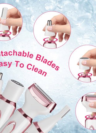 4-in-1 Women’s Electric Razor – Rechargeable Bikini Trimmer & Facial Hair Remover Kit
