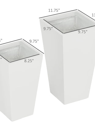 Likeshoppe White Outdoor Planter Set of 2 – Modern Concrete Style Flower Pots for Patio, Balcony & Garden