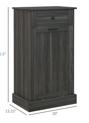 Tilt-Out Kitchen Trash Can Cabinet – Hidden Garbage Bin Storage with Drawer and Wood Top (Charcoal Gray)