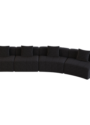 Likeshoppe Curved Modular Chenille Sectional Sofa – Black 4-Seat Cloud Couch with Pillows for Modern Living Room