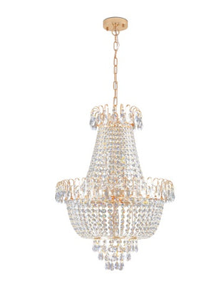 Likeshoppe Gold Crystal Chandelier Modern Luxury – K9 Crystal Ceiling Light Fixture for Living Room, Dining Room & Entryway (10 Light E12)
