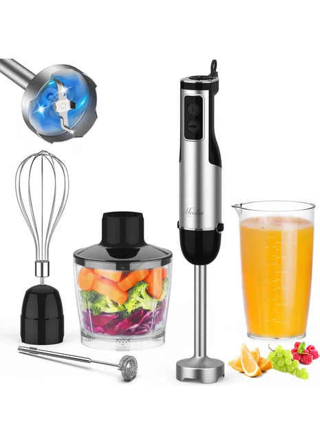 1100W 5-in-1 Immersion Blender Handheld – 12-Speed Stick Blender with Chopper & Whisk