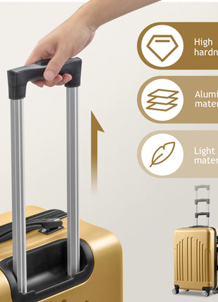 4 Piece ABS Retro Suitcase Set – Mustard Yellow Vertical Stripe Luggage