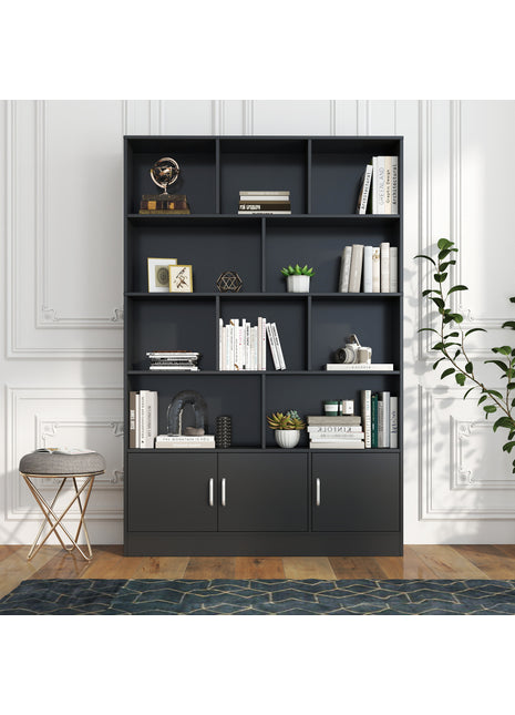 70.87" Tall Bookshelf with 10 Cubes & Cabinet – Modern Storage Organizer for Living Room