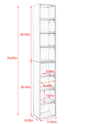 Likeshoppe 8 Tier Slim Media Tower Bookshelf – Narrow CD DVD Storage Shelf with Adjustable Shelves