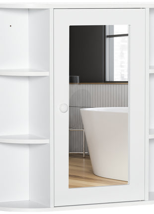 Likeshoppe Wall Mounted Bathroom Mirror Cabinet with Shelves – White Storage Organizer with Mirror for Small Bathrooms & Space Saving Design
