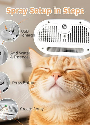 3-in-1 Pet Steam Brush for Cats & Dogs