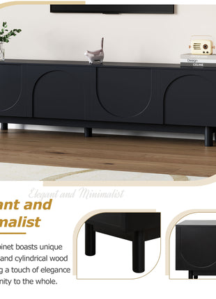 70.8" Arched Door TV Stand – Minimalist Entertainment Center for TVs up to 78" (Black)
