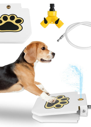 Outdoor Dog Water Fountain Step-On – Paw Activated Pet Drinking Sprinkler with Hose