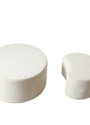 Upholstered Nesting Coffee Table Set of 2 – Round Corduroy Ottoman Coffee Tables