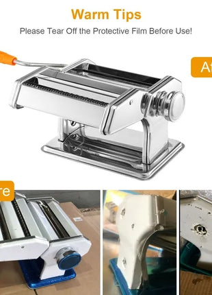 Likeshoppe Choice Stainless Steel Manual Pasta Maker – Adjustable Noodle Machine for Spaghetti &amp; Fettuccine