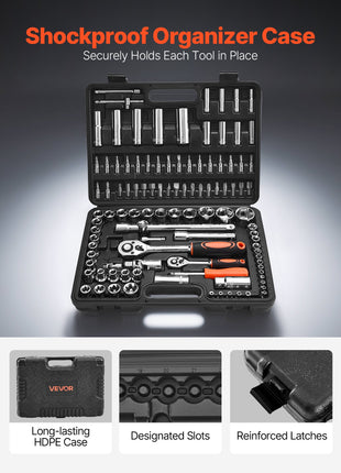 108 Piece Metric Socket Set with Ratchets – CR-V Mechanic Tool Kit