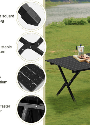 46 Inches Folding Camping Table – Portable Carbon Steel Picnic Table with Carry Bag