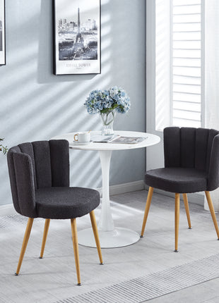Likeshoppe Modern GRAY Dining Chair-set Of 2   With Iron Tube Wood Color Legs, Shorthair Cushions And Comfortable Backrest, Suitable For Dining Room, Living Room, Cafe, Simple Structure.