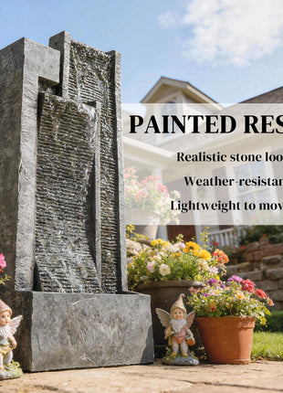 40" Outdoor Waterfall Fountain with LED