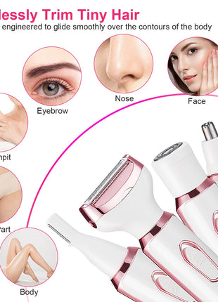 4-in-1 Women’s Electric Razor – Rechargeable Bikini Trimmer & Facial Hair Remover Kit
