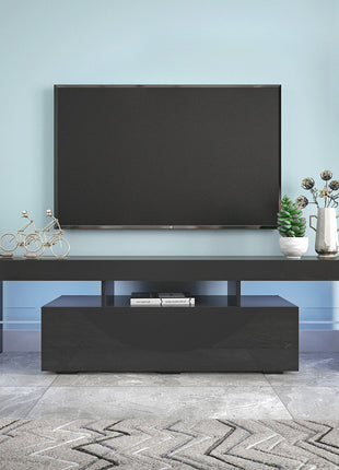 Likeshoppe Modern Black TV Stand 20 Colors LED TV Stand W Remote Control Lights-lsb