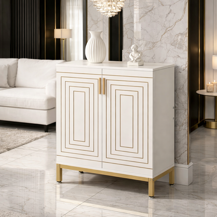 Likeshoppe Modern Shoe Storage Cabinet with Doors – 5 Tier Entryway Shoe Organizer with Gold Legs