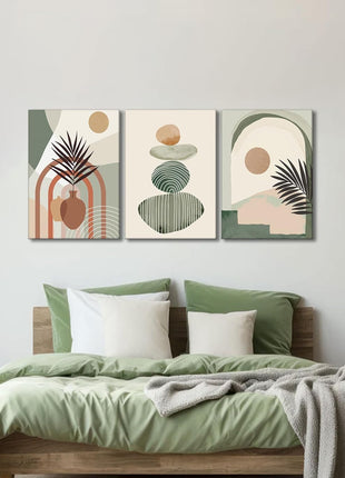 3-Piece Boho Botanical Canvas Wall Art Set (12” x 16” Framed &amp; Ready to Hang)