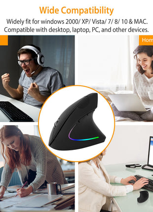 2.4G Wireless Vertical Ergonomic Mouse – Adjustable DPI Optical Mouse for PC & Laptop