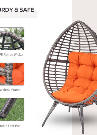 Likeshoppe Wicker Egg Chair with Cushion – Indoor Outdoor PE Rattan Lounge Chair for Patio, Living Room & Garden