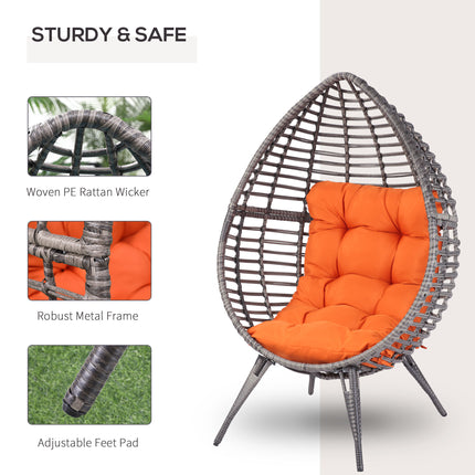 Likeshoppe Wicker Egg Chair with Cushion – Indoor Outdoor PE Rattan Lounge Chair for Patio, Living Room & Garden