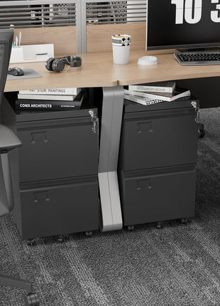 2 Drawer Mobile File Cabinet with Lock – Rolling Metal Under Desk Filing Cabinet