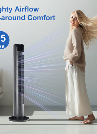 35" Oscillating Tower Fan with Remote – Quiet Cooling Fan