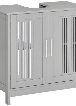 Likeshoppe Under Sink Bathroom Cabinet Gray – Pedestal Sink Storage Vanity with Adjustable Shelf & U-Shaped Cut-Out for Small Bathrooms